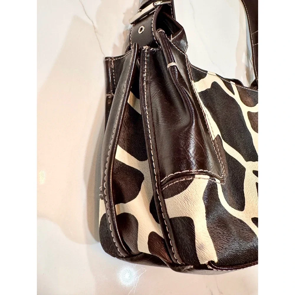 Nine & Co Giraffe Print Handbag and Wallet Set Brown Cream Y2K Vintage Purse - Picture 6 of 16